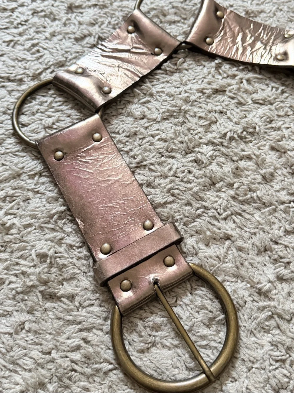 y2k metallic + gold chunky hardware studded belt